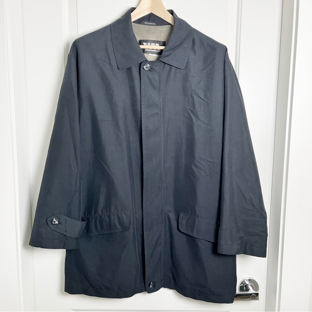 Weatherman Transitional Lightweight Charcoal Black Trench Coat Mid-Length, Large